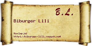 Biburger Lili névjegykártya